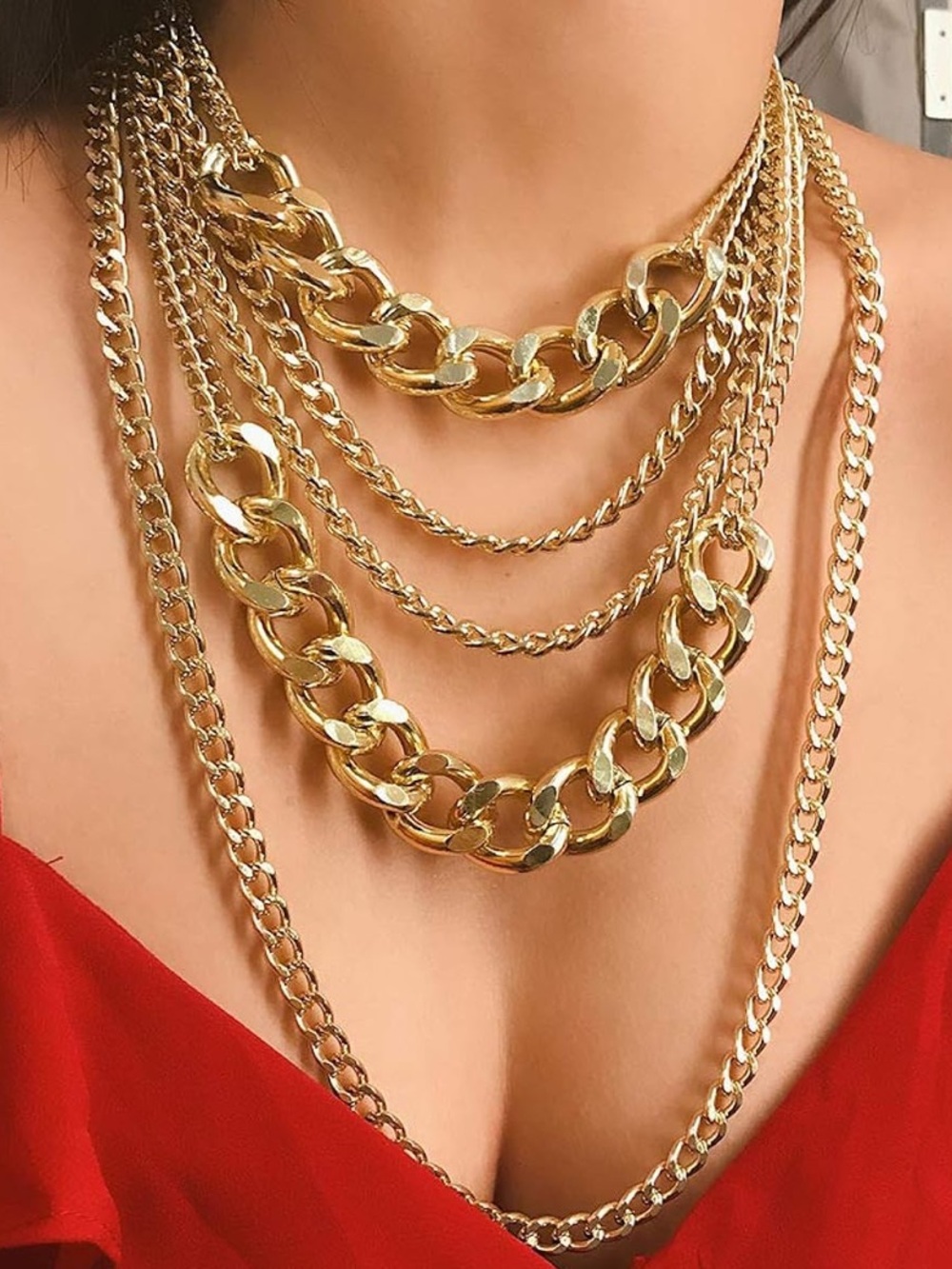 Anthropologie Layered Gold Statement Chain Necklace